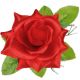 Umelá ruža saténová s lístkom červená