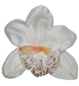 Umelá orchidea saténová biela 13 cm