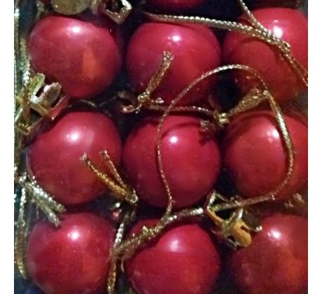 Vianočné gule rubínové 2,5 cm 36 ks