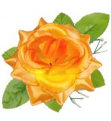 Umelá ruža saténová s lístkom oranžová