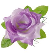 Umelá ruža saténová s lístkom orgovánová