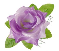 Umelá ruža saténová s lístkom orgovánová