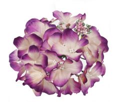 Umelá hortenzia bielofialová priemer 16 cm