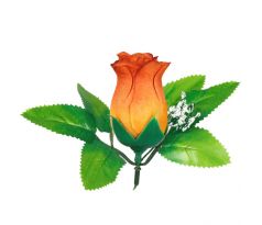 Umelá ruža puk - oranžová, pohľad zboku