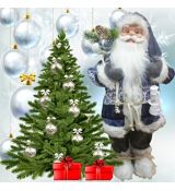 Santa s batohom a lampášom modrý 60 cm