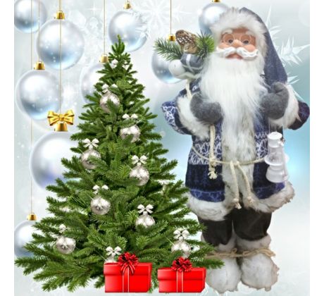 Santa s batohom a lampášom modrý 60 cm