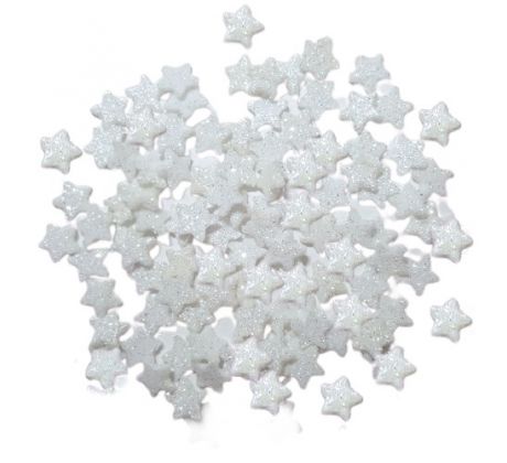 Dekoračné hviezdičky biele glitrové 30 g