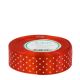Stuha saténová červená s bodkami  2,5 cm / 1 m
