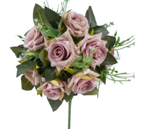 Umelá kytica ruže bledofialová 37 cm