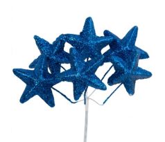 Hviezdičky modré glitrové zväzok 6 ks