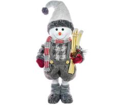 Dekorácia MagicHome Vianoce, Snehuliak chlapec s lyžami, 60 cm