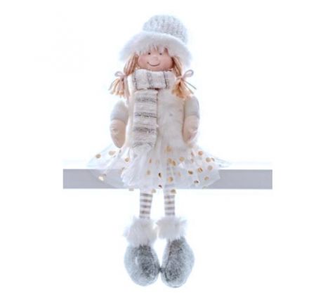 Dekorácia MagicHome Vianoce, Dievčatko v bodkovanej sukni, 33 cm