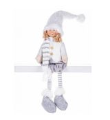 Dekorácia MagicHome Vianoce, Chlapček v bielom, 33 cm