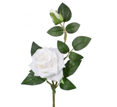 Umelá ruža zamatová biela 55 cm