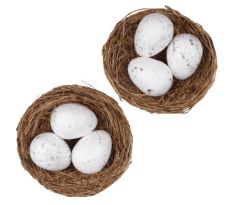 Hniezdo s bielymi vajíčkami 1 ks