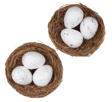 Hniezdo s bielymi vajíčkami 1 ks