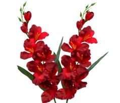 Umelá gladióla saténová tmavočervená 65 cm