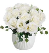 Umelá kytica ruže biela 38 cm