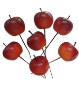 Umelé jabĺčko červenooranžové matné na drôtiku 3,5 cm / 1 ks