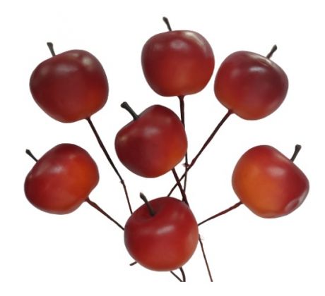 Umelé jabĺčko červenooranžové matné na drôtiku 3,5 cm / 1 ks
