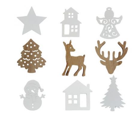 Vianočné drevené dekorácie mix 9 ks