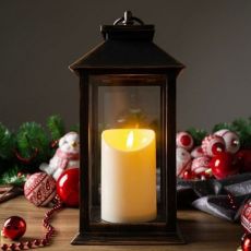 Lampáš MagicHome Vianoce hnedo-medený LED 33 cm