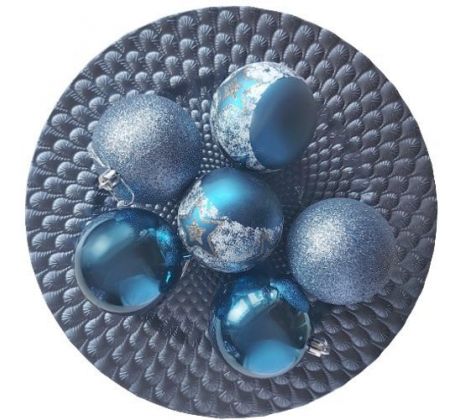 Vianočné gule modré mix 8 cm / 6 ks