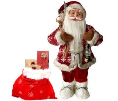 Dekorácia MagicHome Vianoce, Santa červený s lampášom 60 cm