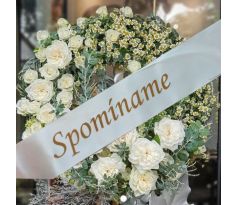 Stuha smútočná SPOMÍNAME strieborná so zlatým písmom 5 cm / 150 cm