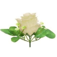 Ruža s listami krémová 6 cm
