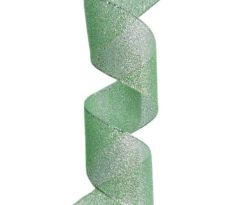 Stuha zeleno strieborná  3,8 cm / 1 m, detail