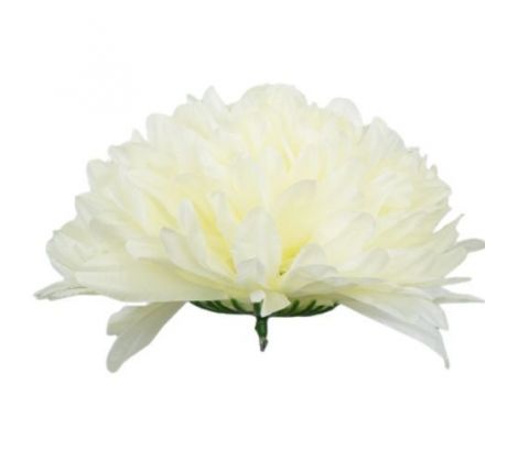 Umelá chryzantéma saténová krémovožltá 16 cm