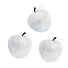 Jabĺčka biele s glitrami na zavesenie 6 cm / 6 ks