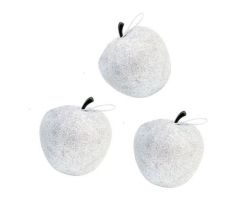 Jabĺčka biele s glitrami na zavesenie 6 cm / 6 ks