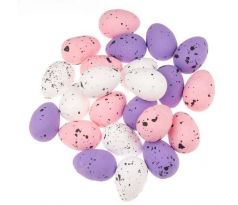 Vajíčko veľkonočné mix biele, ružové, fialové  3,5 cm/ 24 ks