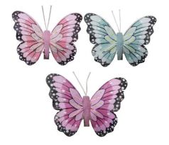 Motýlik ružový, fialový, modrý so štipcom mix 6,5 x 7 cm / 3 ks