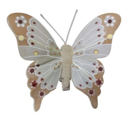 Motýlik šedo-hnedý so štipcom 7 x 7 cm / 1 ks