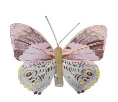 Motýlik ružovo-hnedo-žltý so štipcom 7,5 x 6 cm / 1 ks