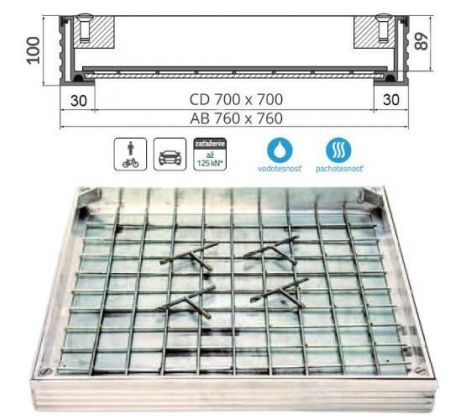 Poklop hliníkový pre zadláždenie ALUSOL Light H100 - 700x700