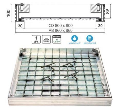 Poklop hliníkový pre zadláždenie ALUSOL Light H100 - 800x800