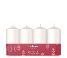 Sviečky Bolsius Advent vianočné biele  48 x 100 mm, bal. 4 ks