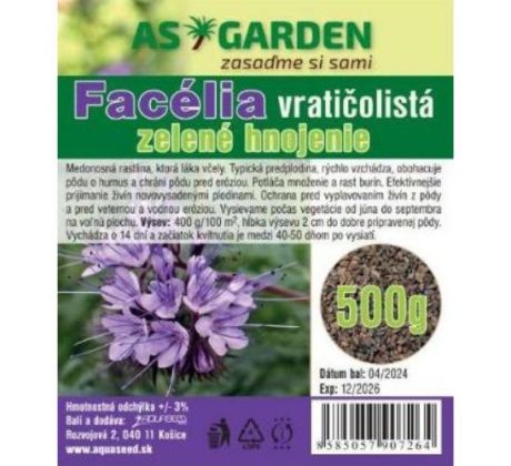 Facélia vratičolistá na zelené hnojenie 500 g