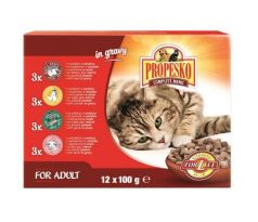 PROPESKO mačacie kapsičky hovädzie+kura+zverina+jahňa 12 x 100g
