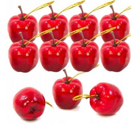 Červené jablká so šnúrkou 2,5 cm / 18 kusov