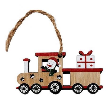 Drevený vláčik na zavesenie 10 ks