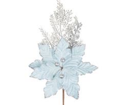 Vetvička s kvetom modrostrieborná 27 cm