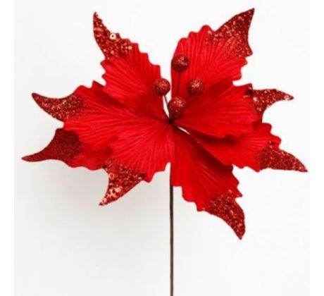 Kvet MagicHome Vianoce Poinssetia červená, stonka 31 cm