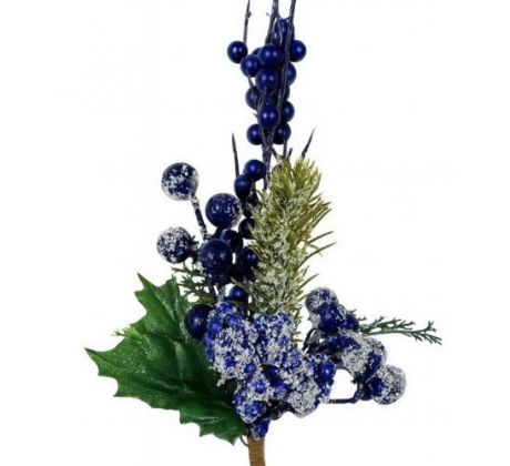 Umelá vianočná halúzka modrá 28 cm