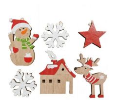 Vianočné ozdoby drevené na zavesenie 6 ks
