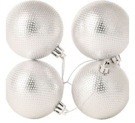Vianočné gule strieborné 6 cm 6 ks